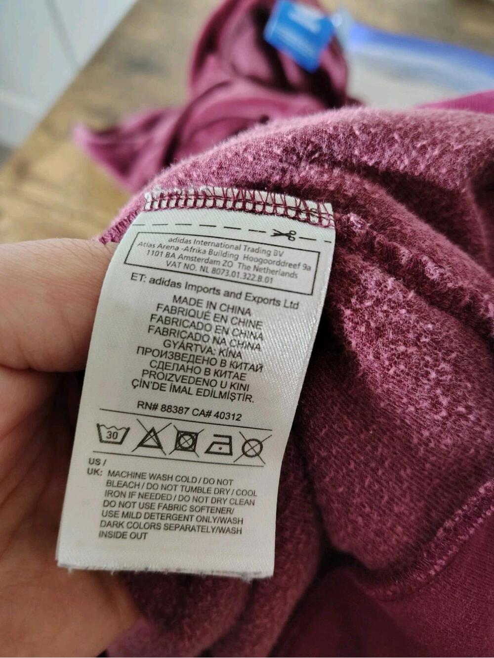 Adidas Velvet Hoodie Sz M Maroon Purple  Embroidery Activewear Zipper Y2k Unisex - Picture 6 of 9